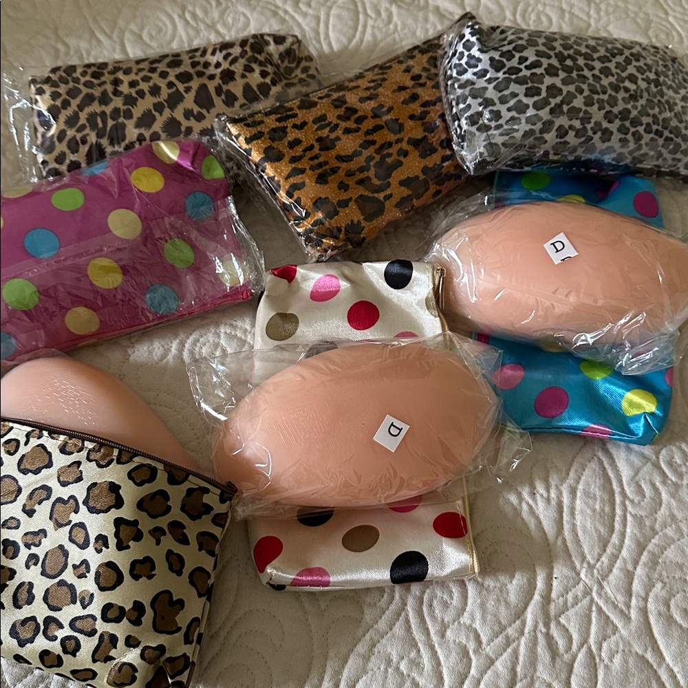Breast silicone stick on gel push up insets, beige D in zip pouch